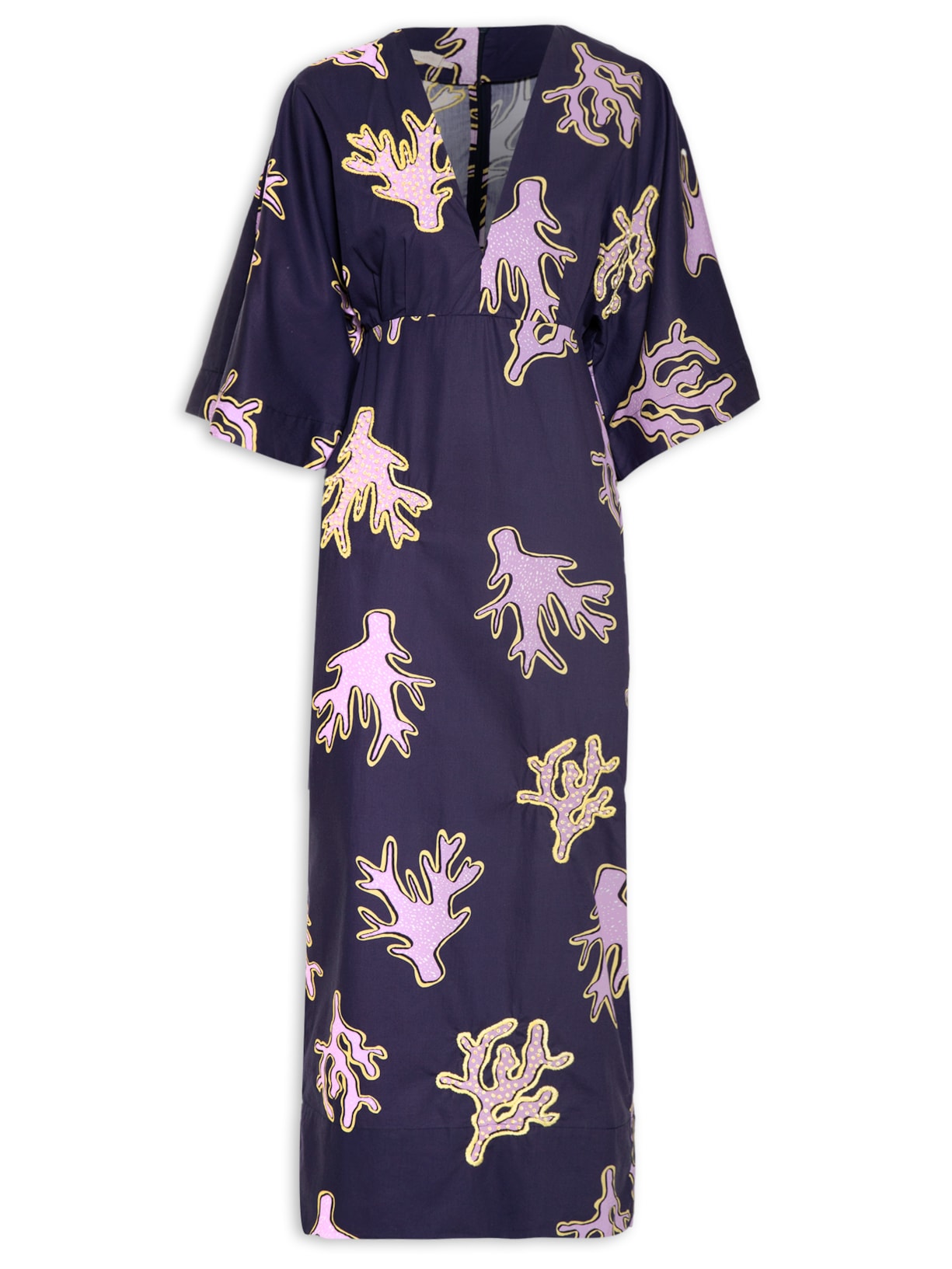 Vestido Bordado Estampa Coraux - Azul