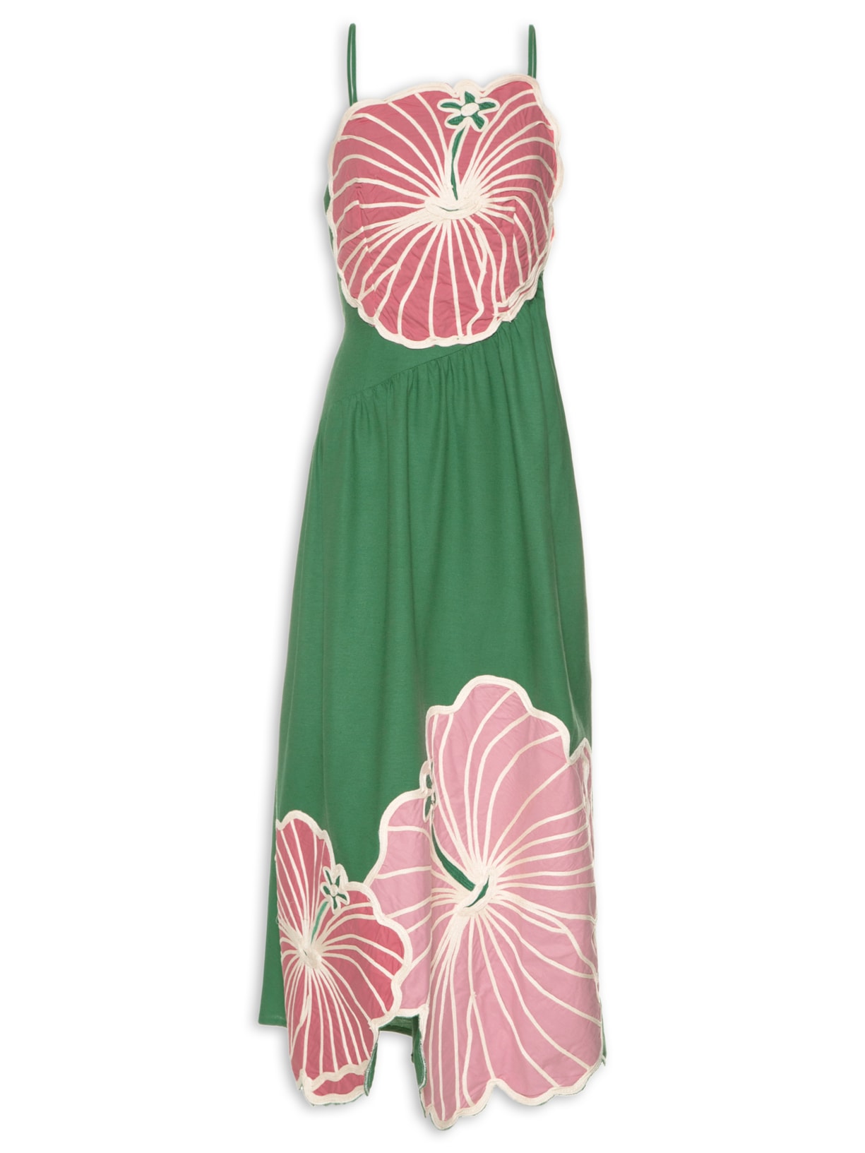 Vestido Bordado Floral - Verde