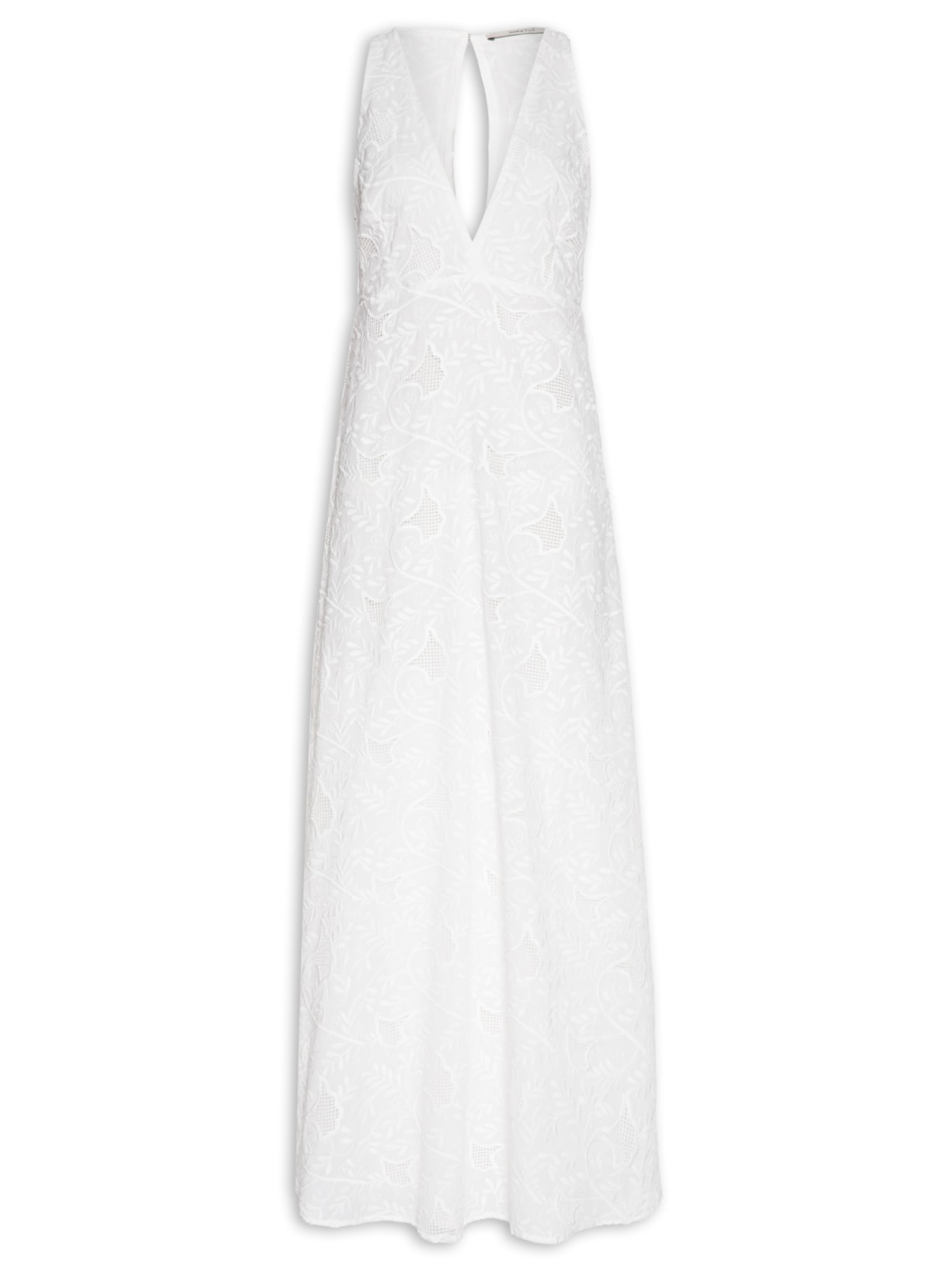 Vestido Bordado Folhagem - Branco