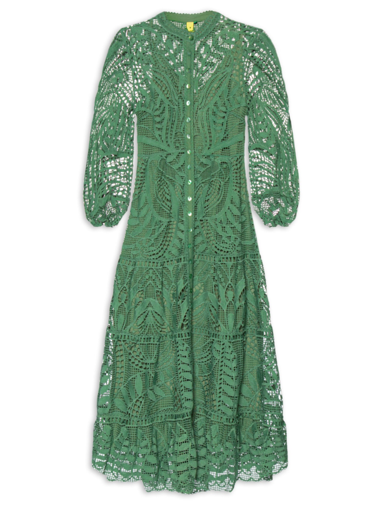 Vestido Bordado Guipure Almafi - Verde
