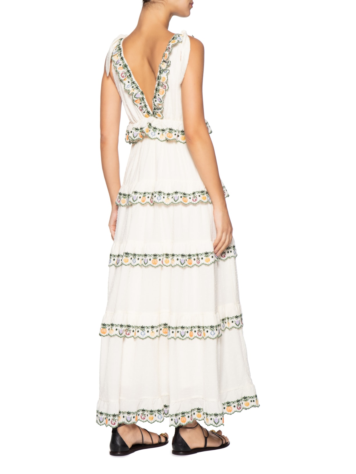 Vestido Bordado Inglês Horta Tropical Branco Farm
