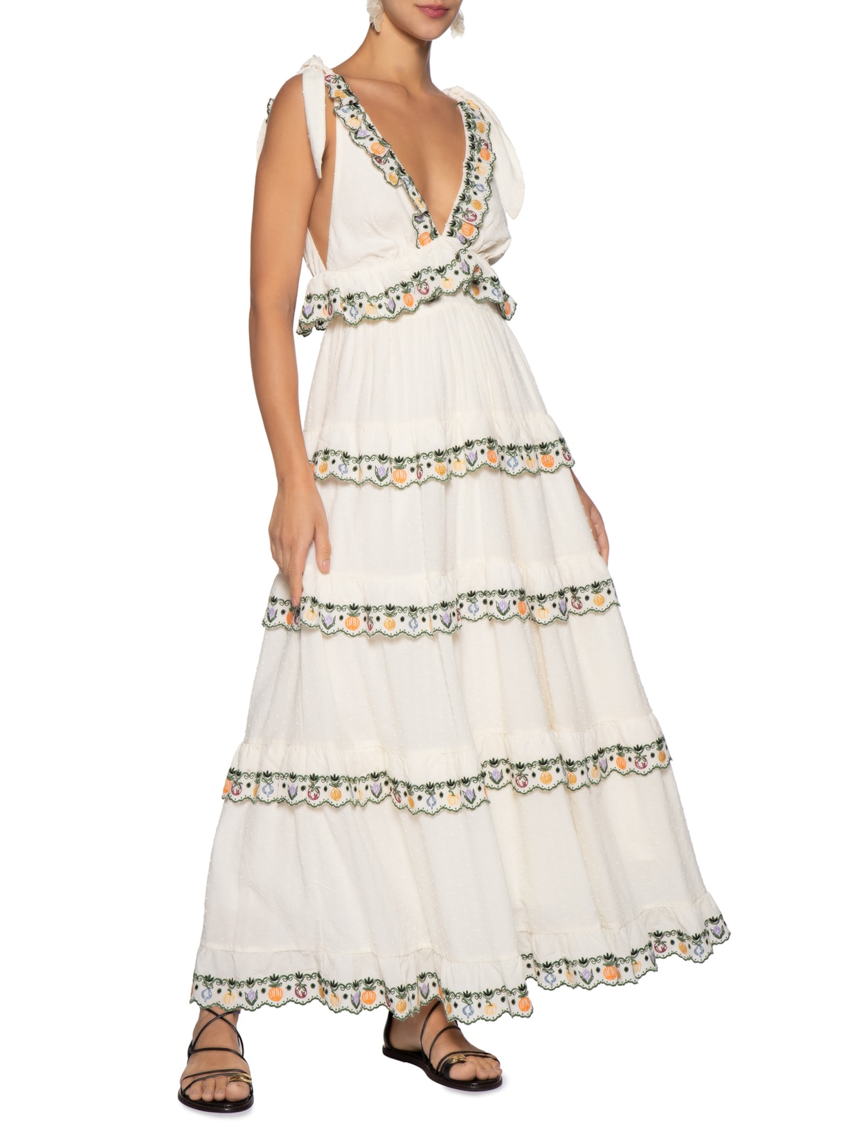 Vestido Bordado Inglês Horta Tropical – Branco Farm