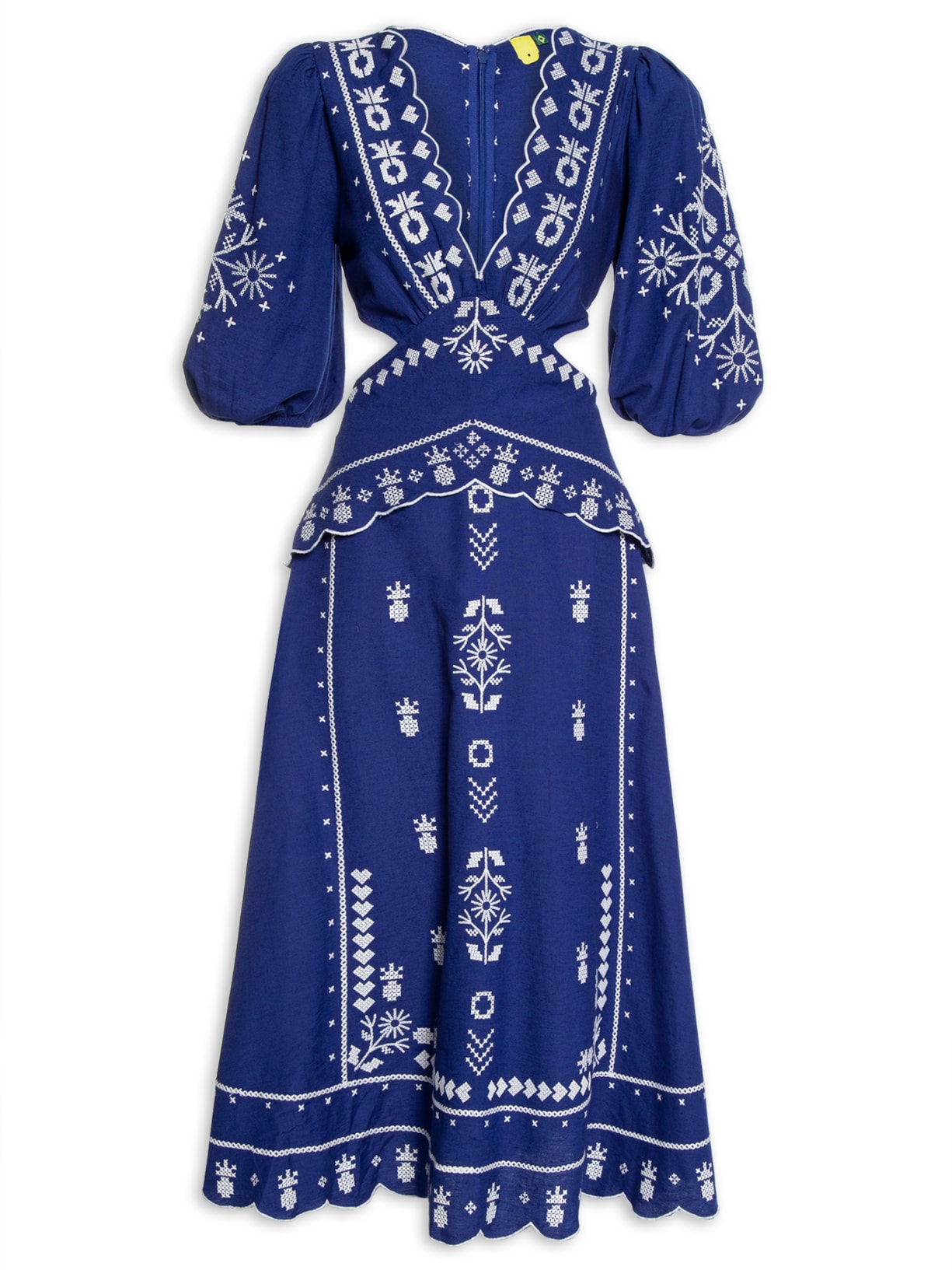 Vestido Bordado Magia Tropical - Azul