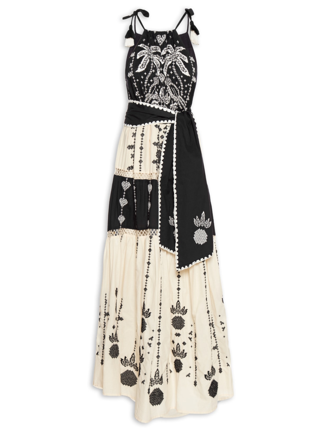 Vestido Bordado Tapete De Arara - Preto