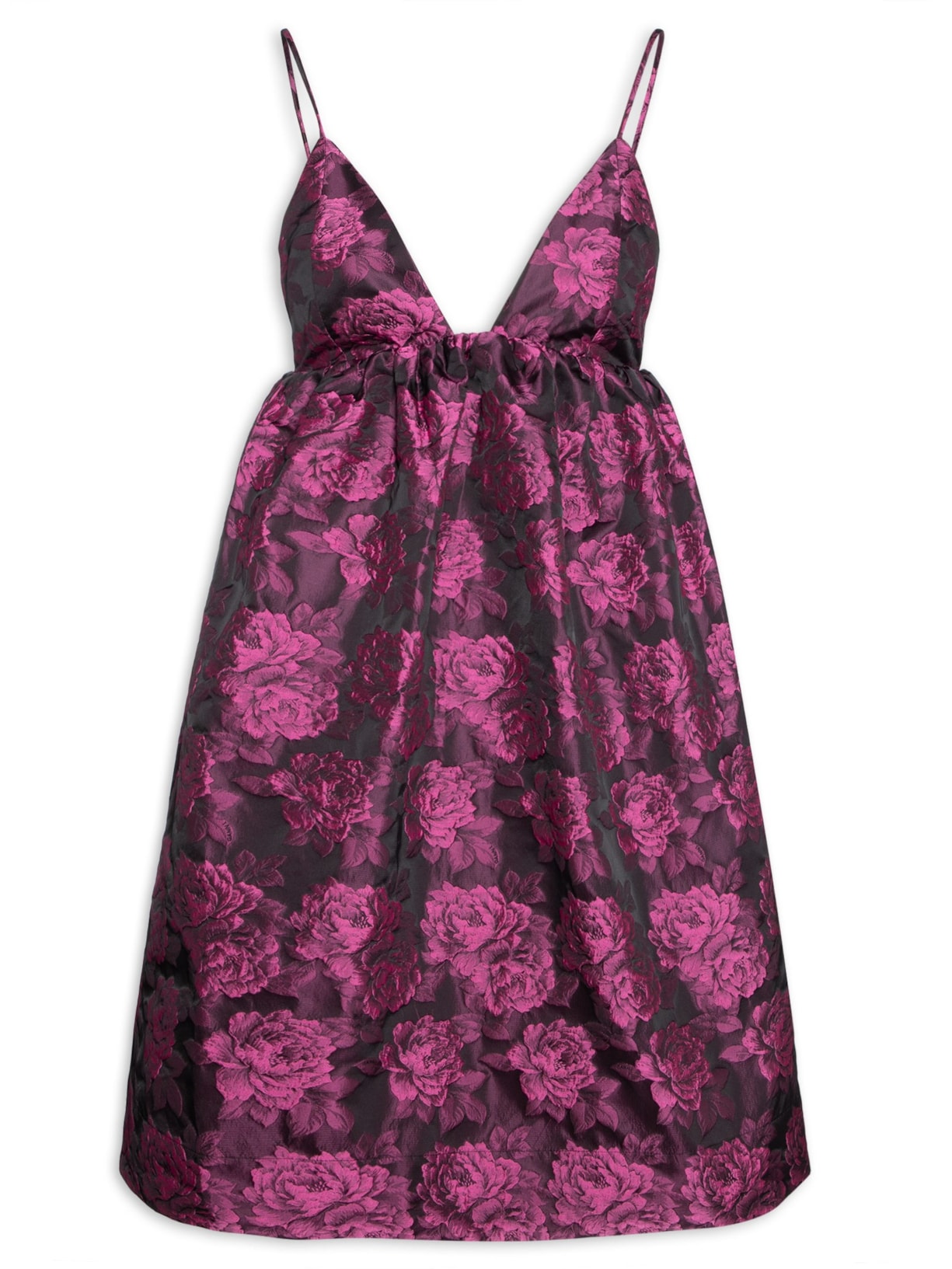 Vestido Botanical Jacquard Mini Strap - Rosa