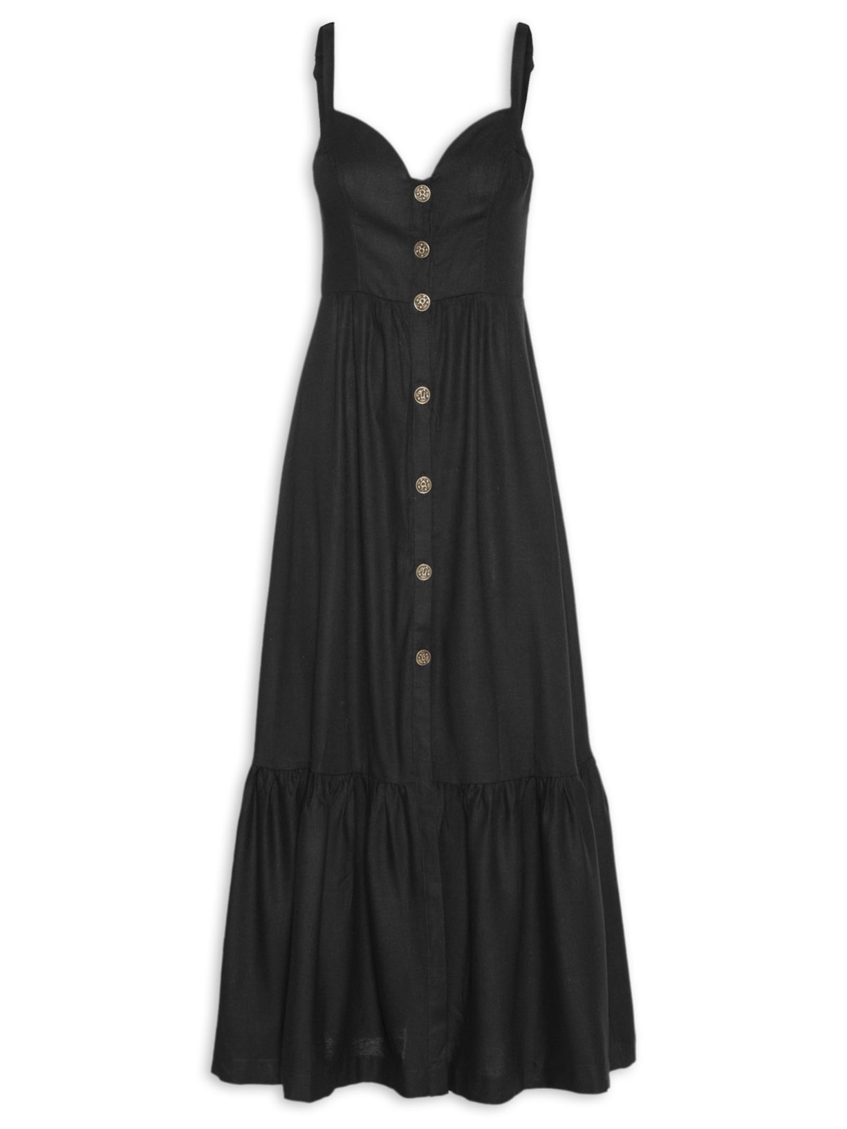 Vestido Botões Frente - Preto