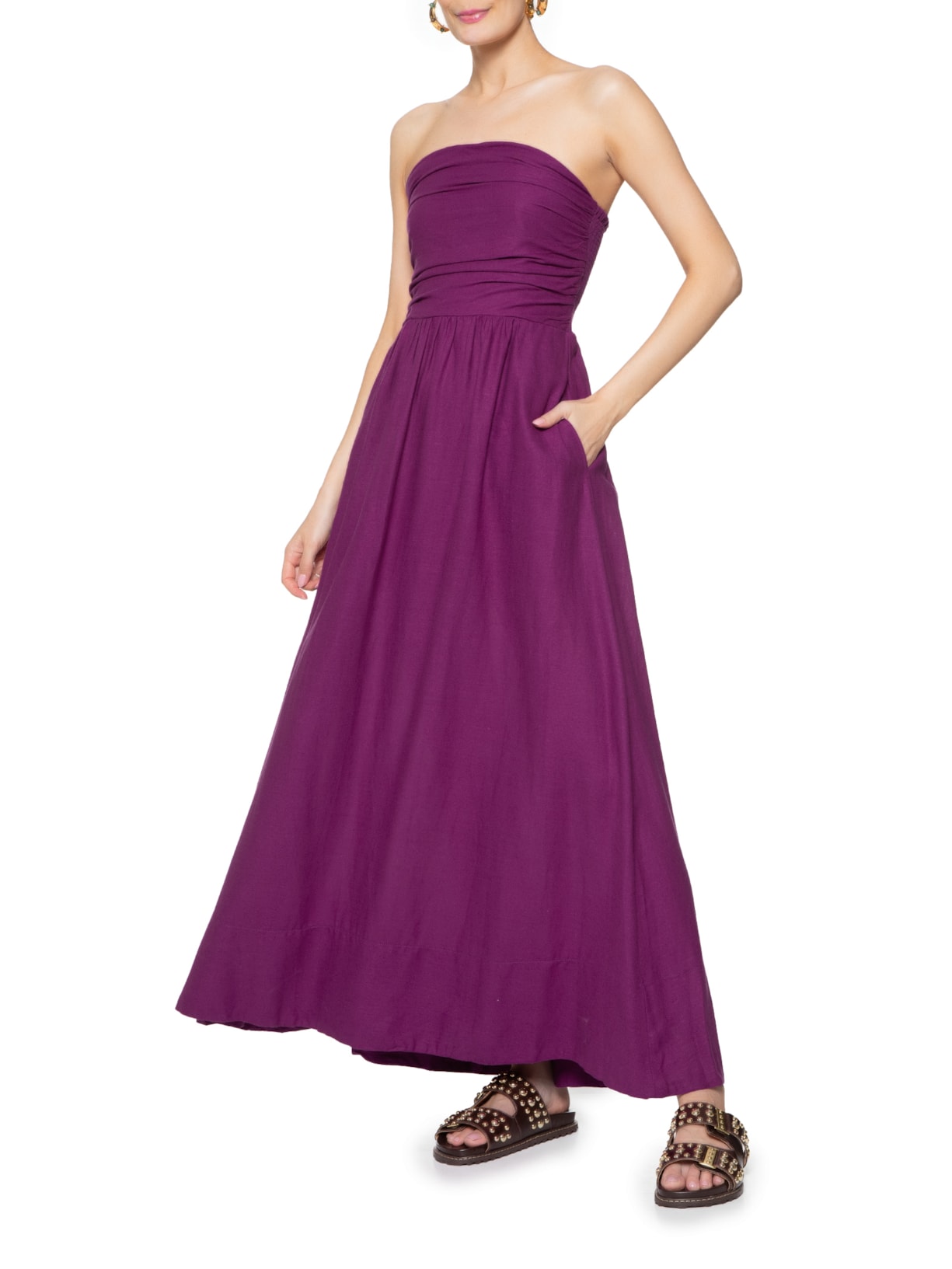 Vestido Busto Franzido Farm Roxo - Main Image