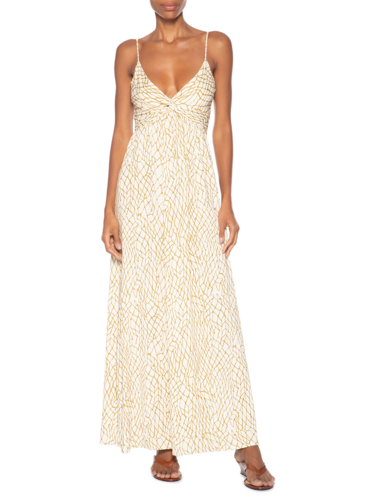 Vestido Busto Torcido Estampado Off White Animale