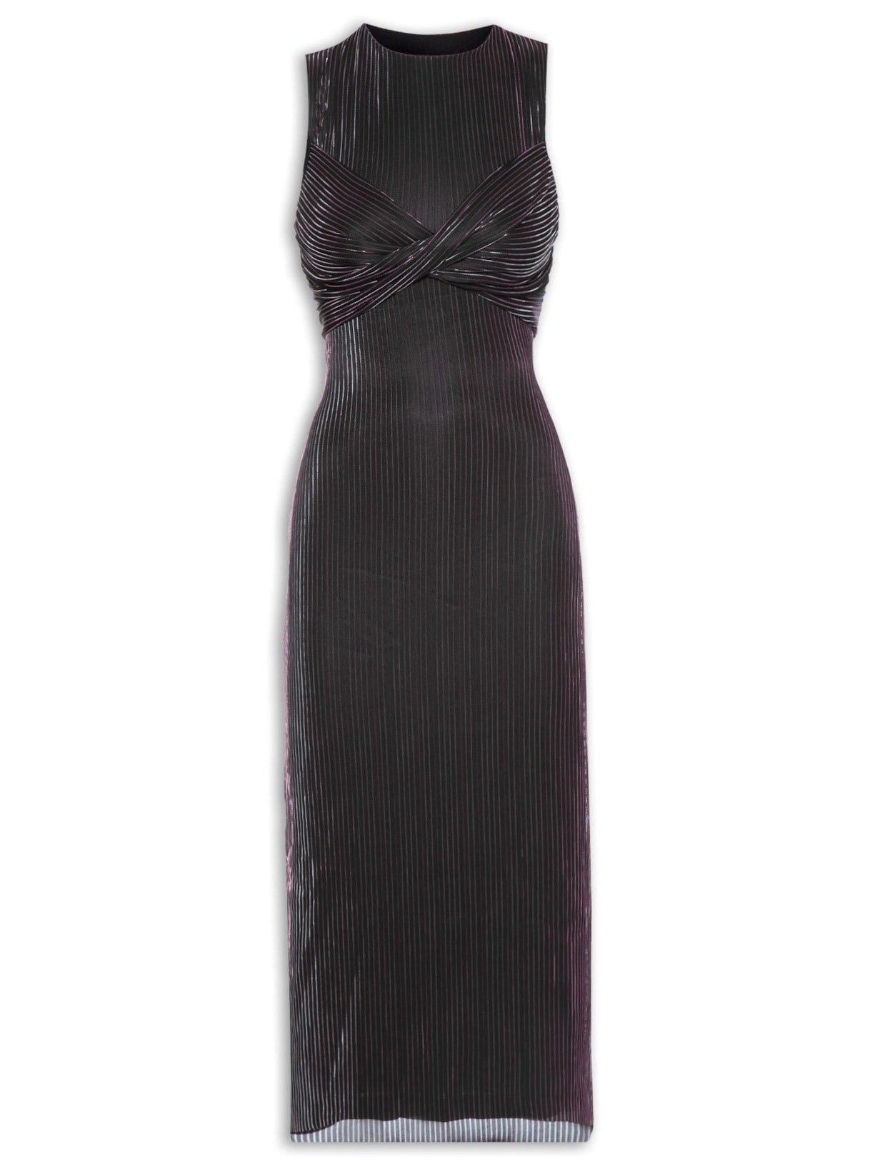 Vestido Busto Torcido Metalic Stripe Preto Animale