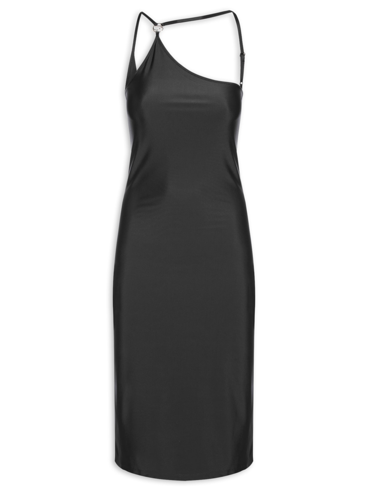 Vestido C-Logo One Shoulder Preto Coperni