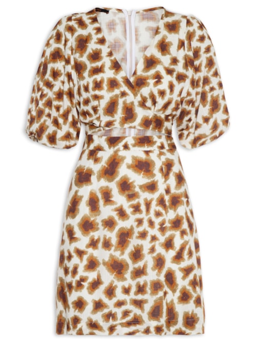 Vestido Cachecouer Curto Girafa - Bege