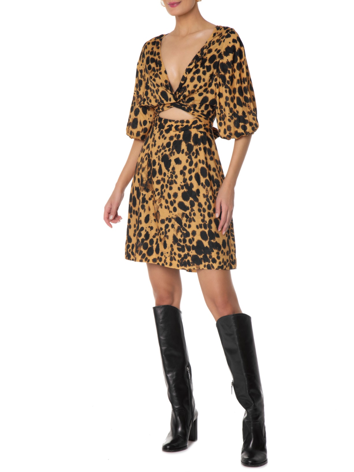 Vestido Cachecouer Curto Onça Nankin Animal Print Animale