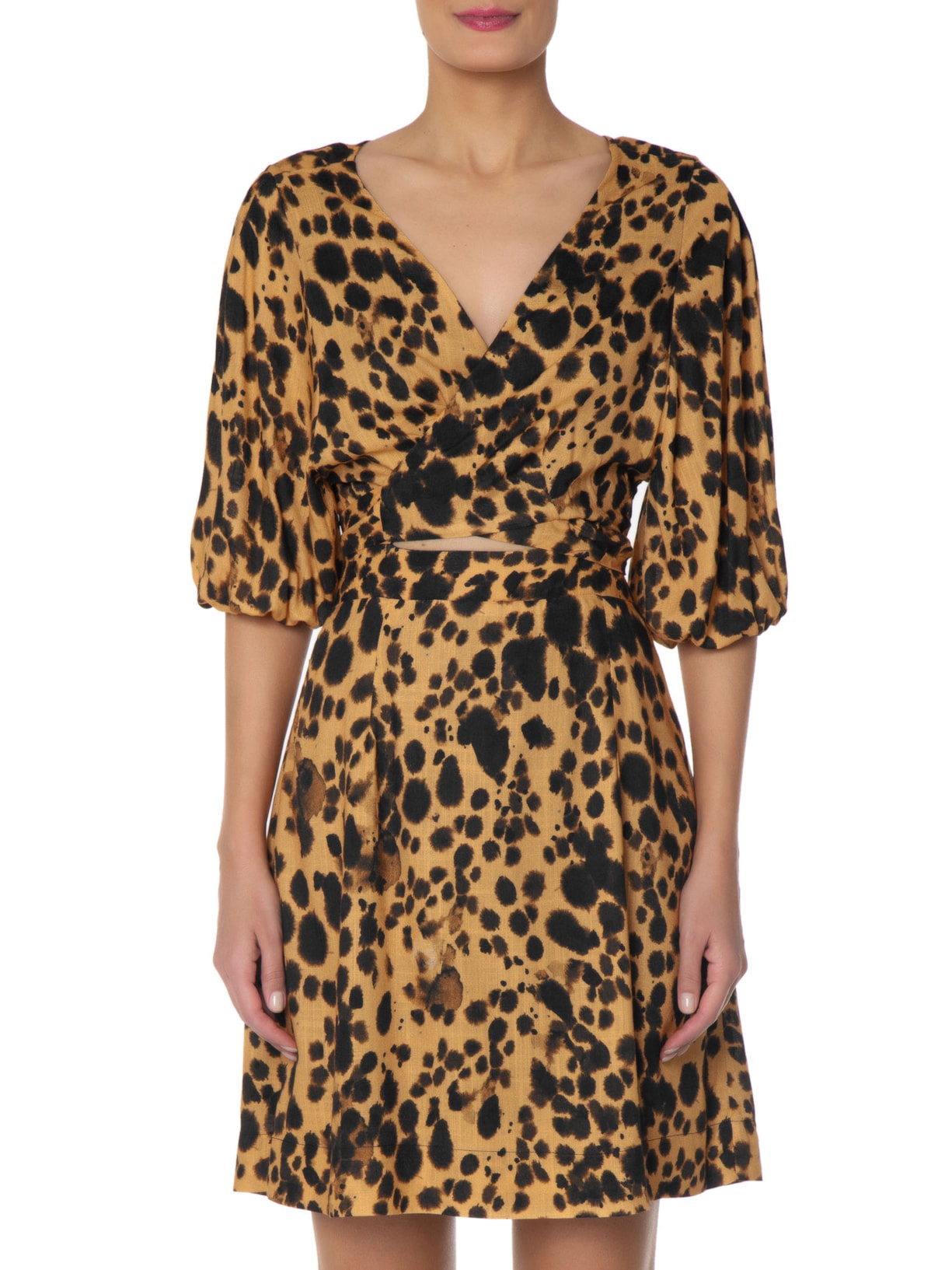 Vestido Cachecouer Curto Onça Nankin Animal Print Animale