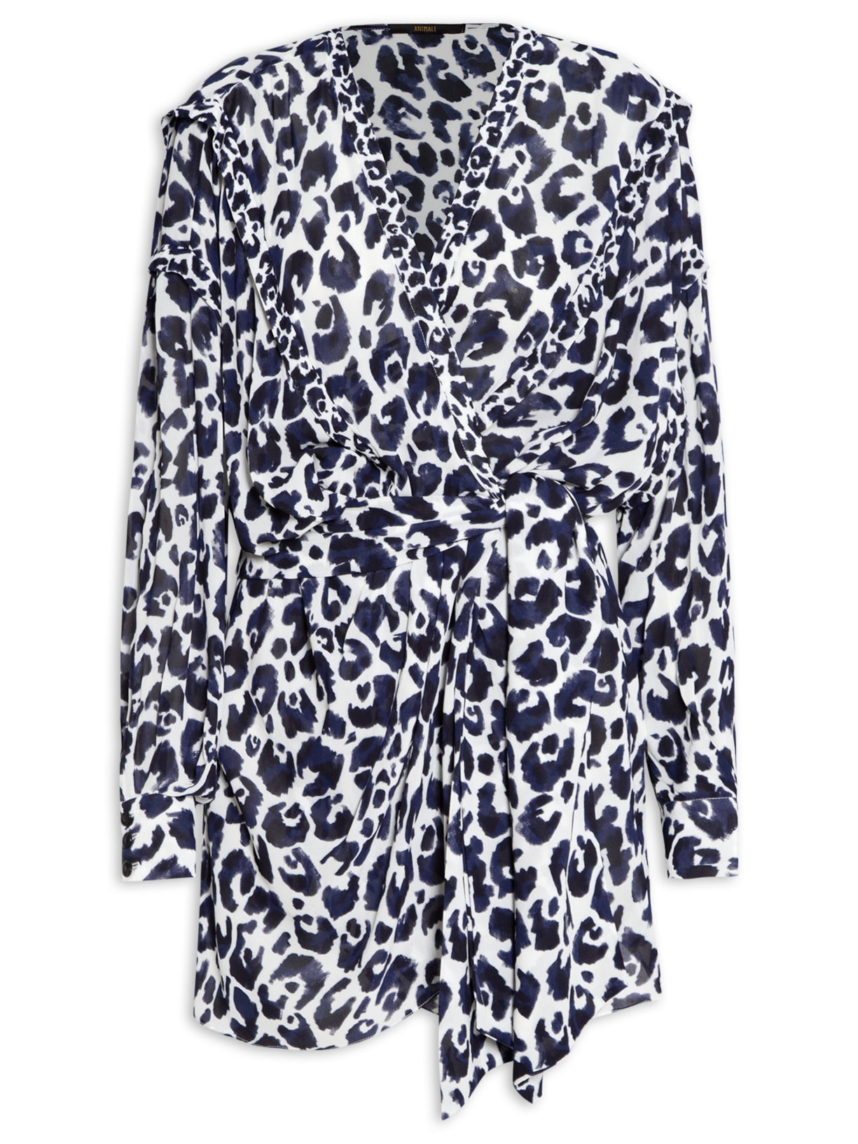 Vestido Cachecour Pregas Onça Giz - Animal Print