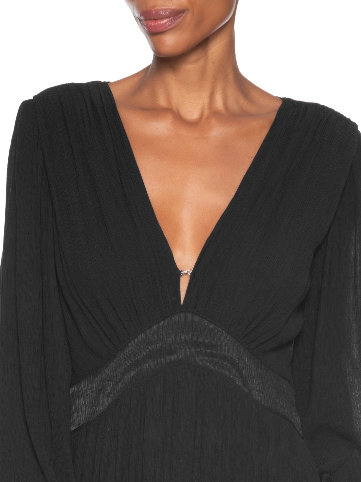 Vestido Camadas Cinto Argolas Preto Maria Filó