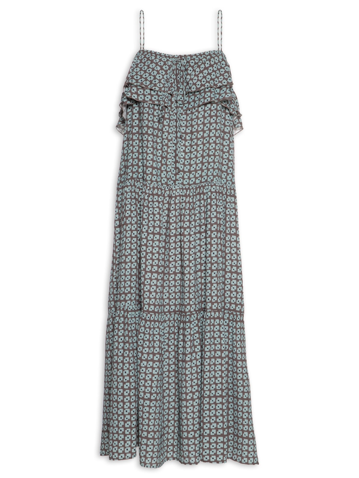 Vestido Camadas Geo Flow Nautico Marrom Animale