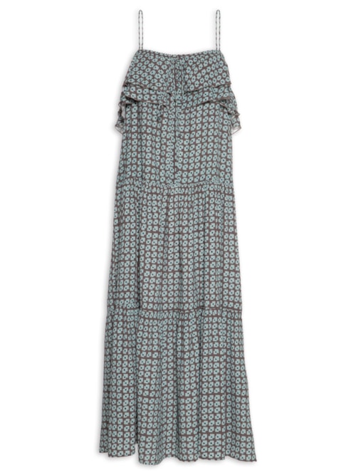 Vestido Camadas Geo Flow Nautico - Marrom