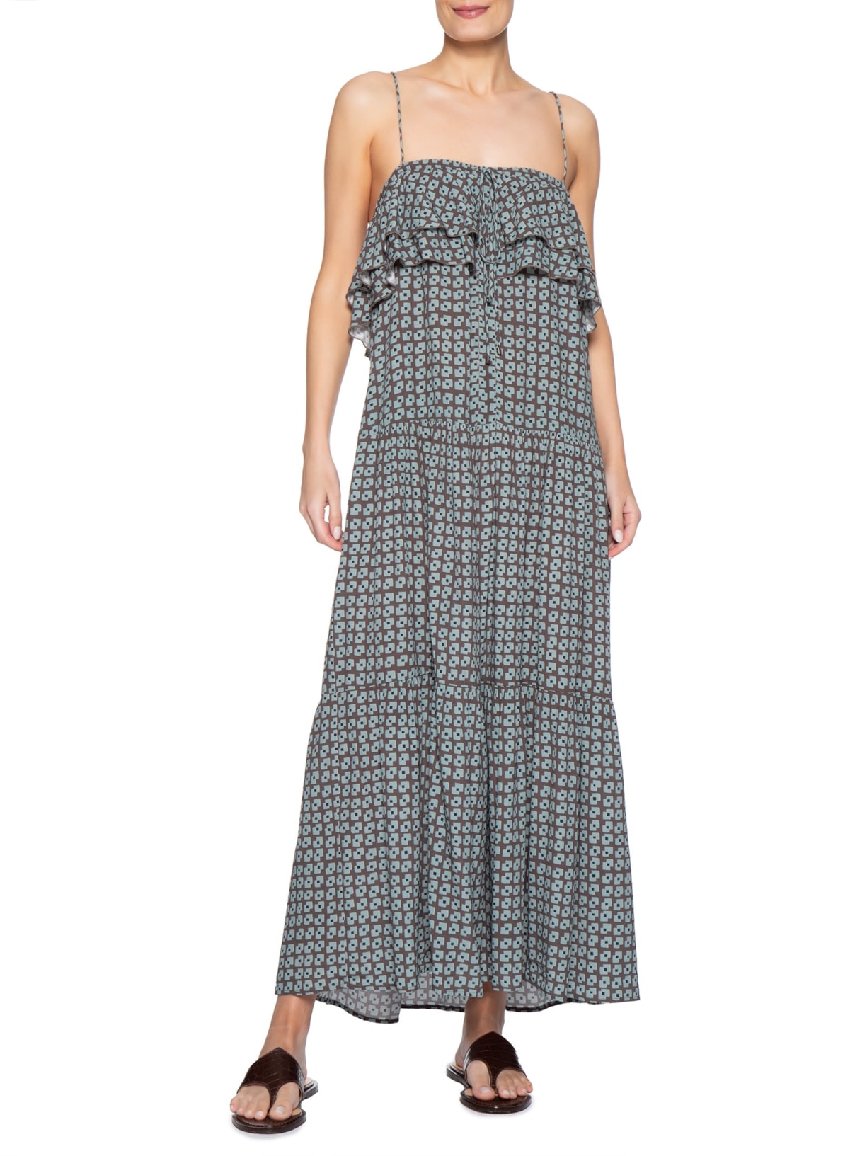 Vestido Camadas Geo Flow Nautico Marrom Animale