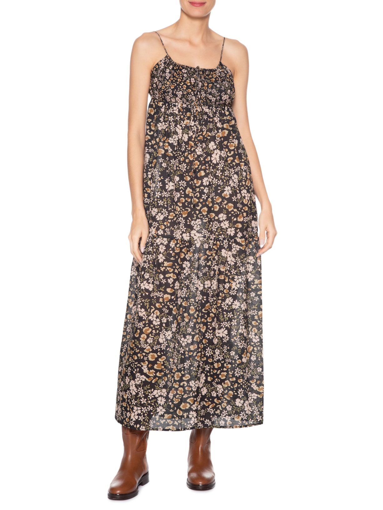 Vestido Camadas Liberty Onça Preto Animale