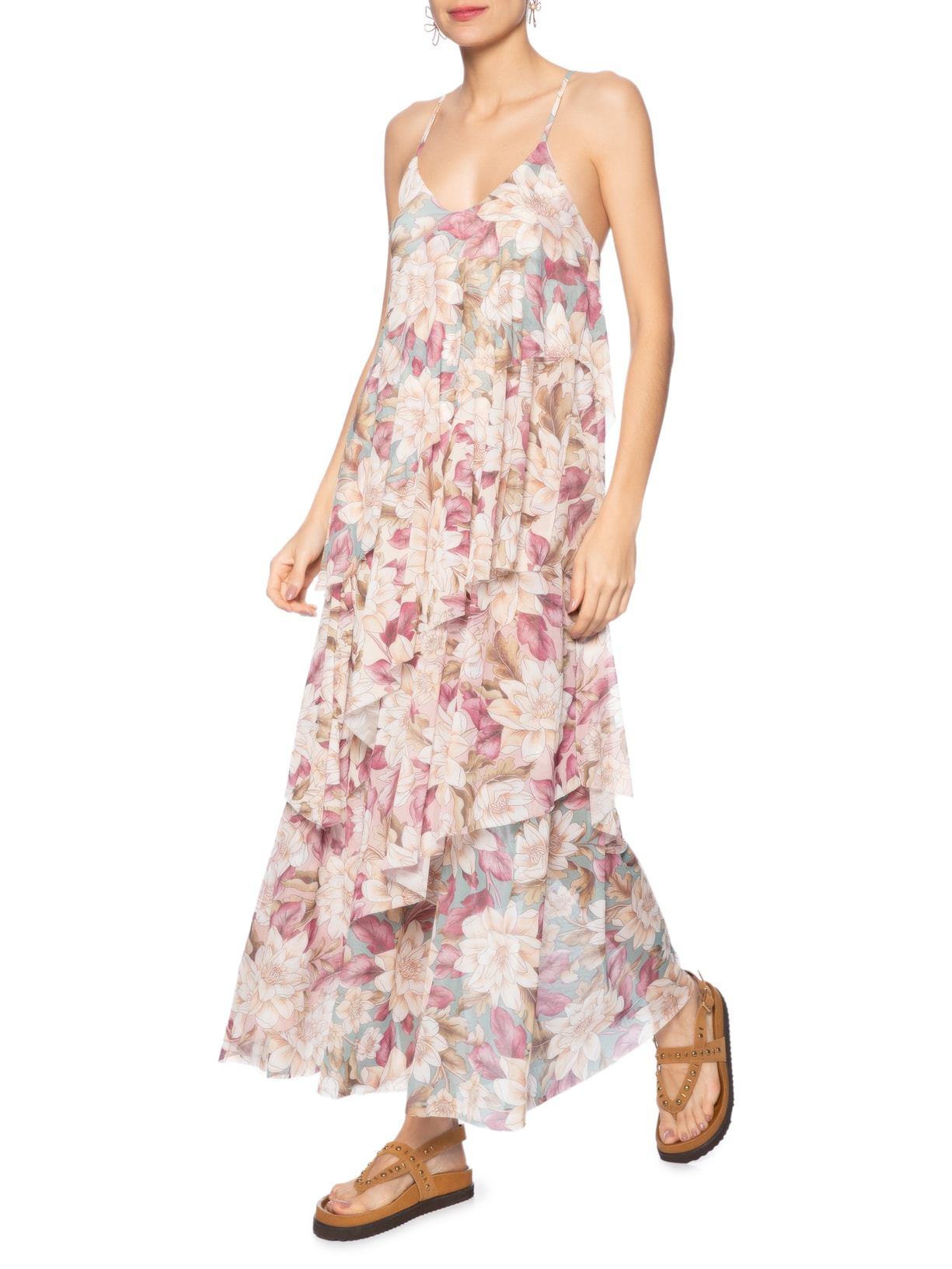 Vestido Camadas Tule Serena Verde Farm