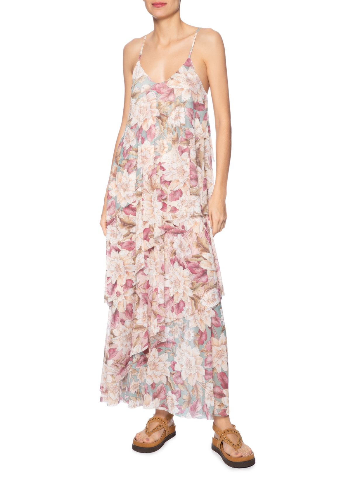 Vestido Camadas Tule Serena Verde Farm