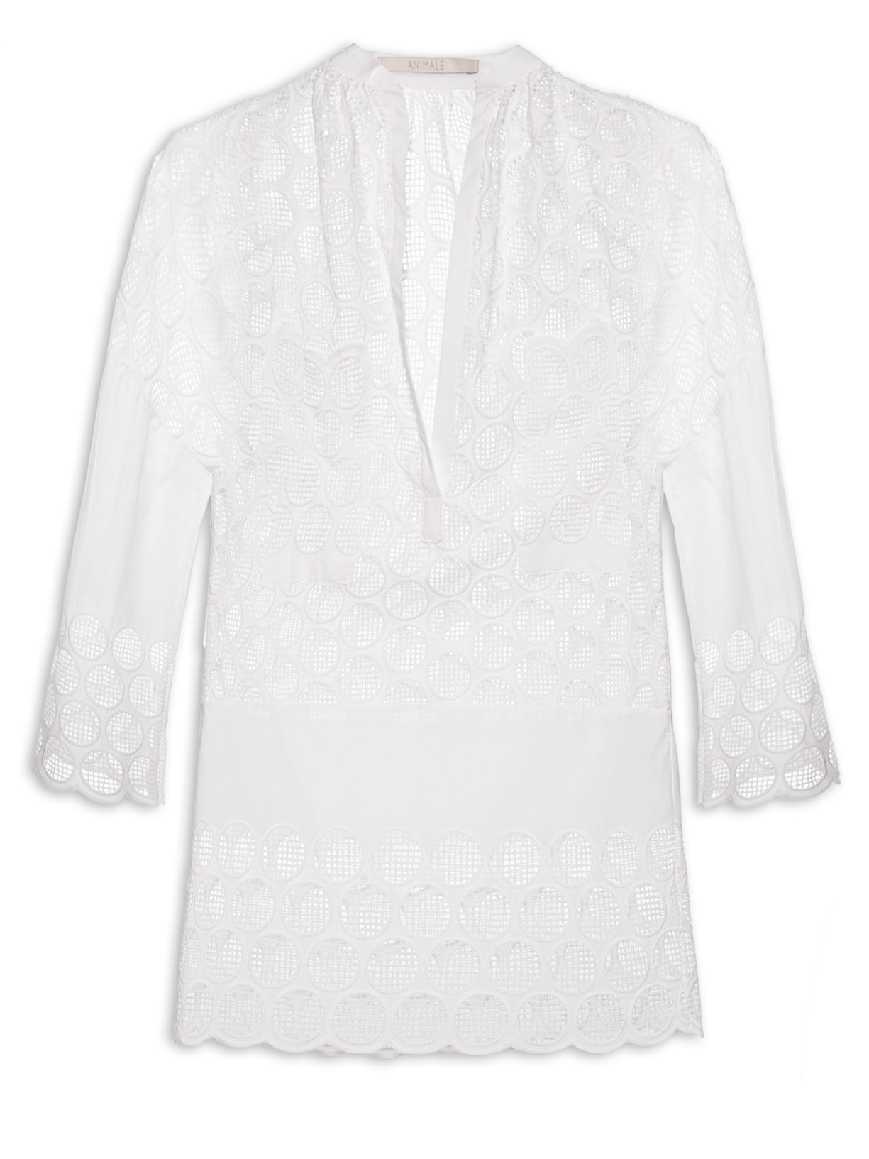 Vestido Camisa Bolas - Branco