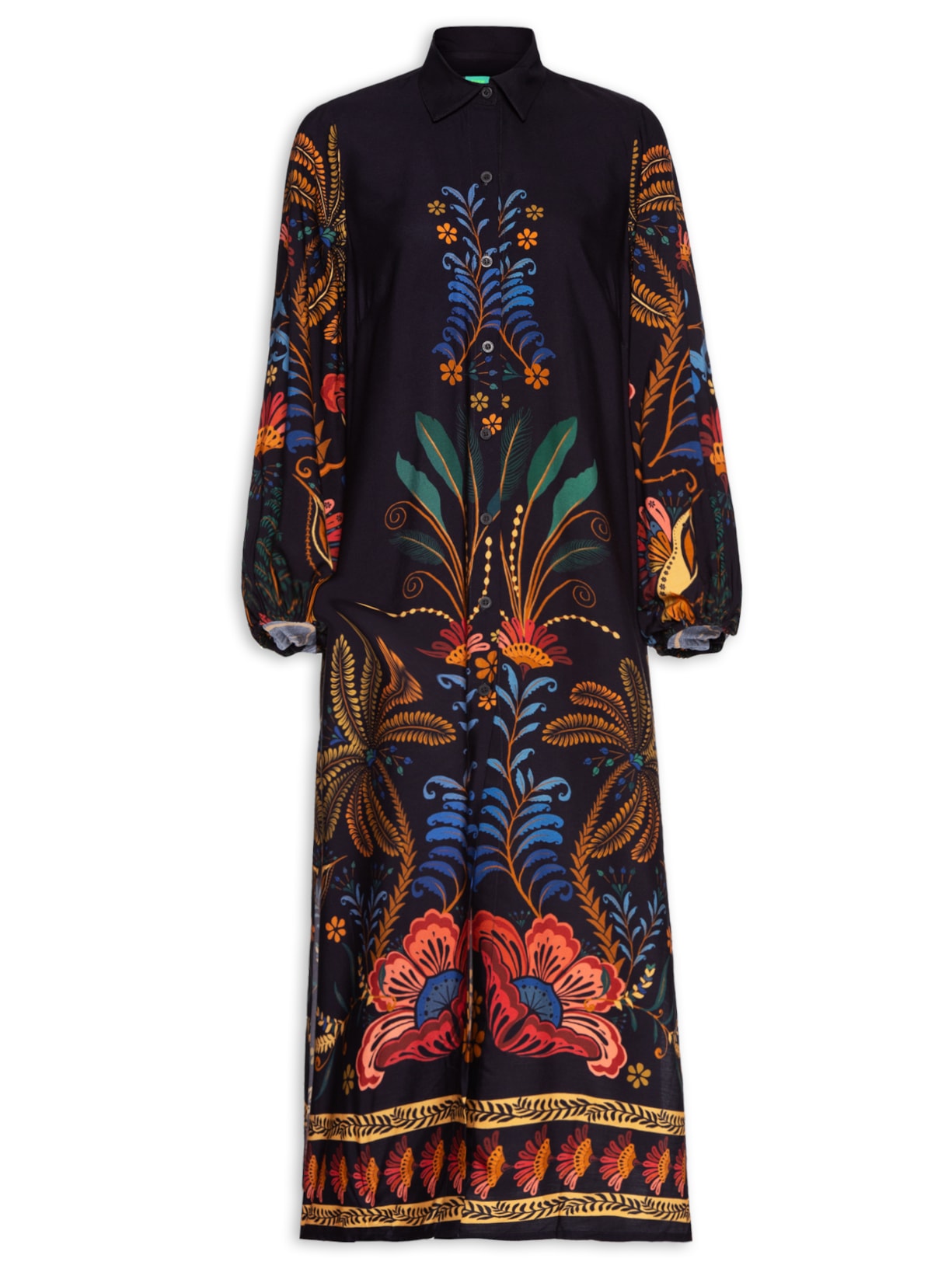 Vestido Camisa Jardim Clássico - Preto