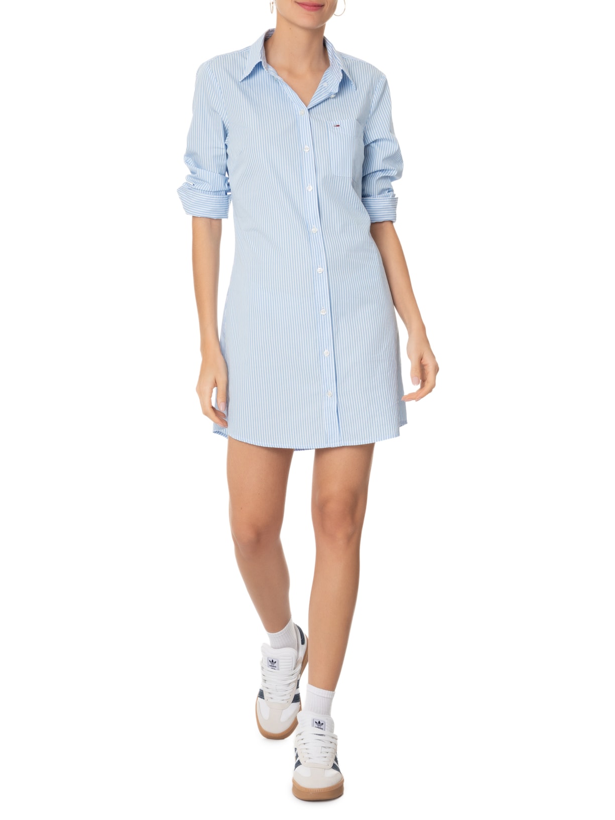 Vestido Camisa Poplin Azul Tommy Jeans