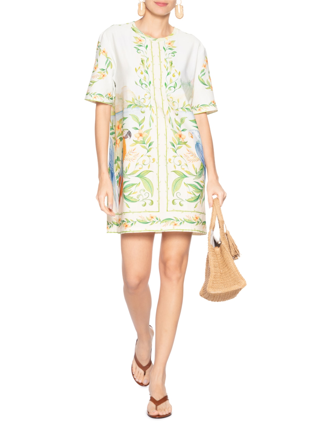 Vestido Camiseta Básico Respiro De Rio Off White Farm