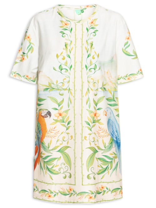 Vestido Camiseta Básico Respiro De Rio - Off White