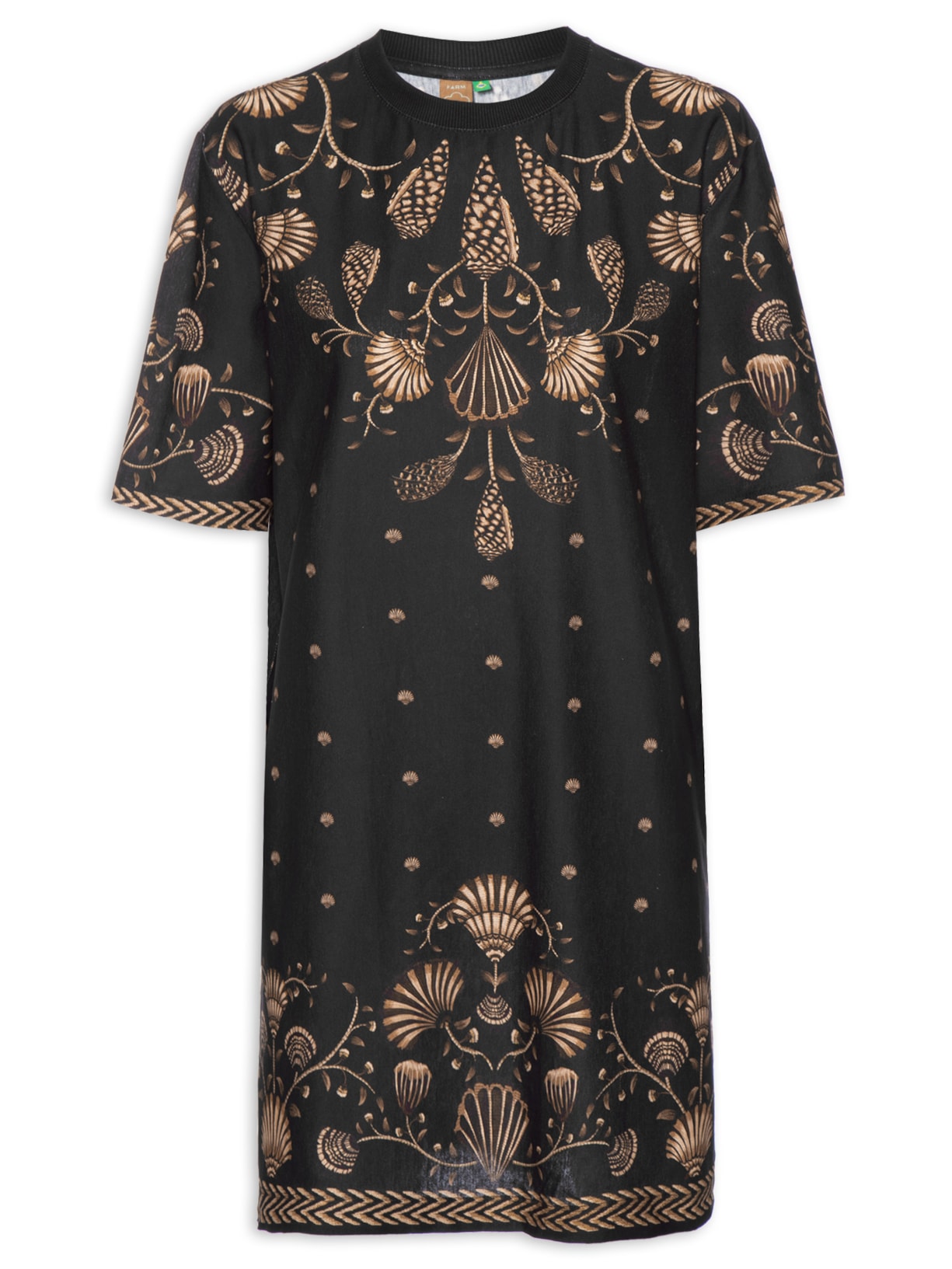 Vestido Camiseta Básico Sonho De Concha Preto Farm
