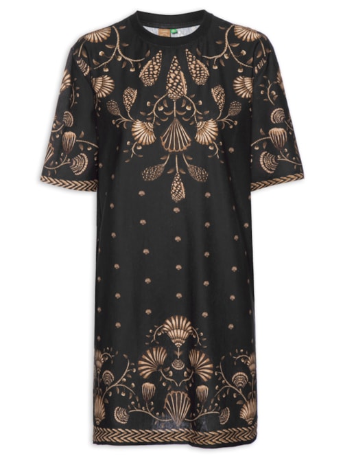 Vestido Camiseta Básico Sonho De Concha - Preto