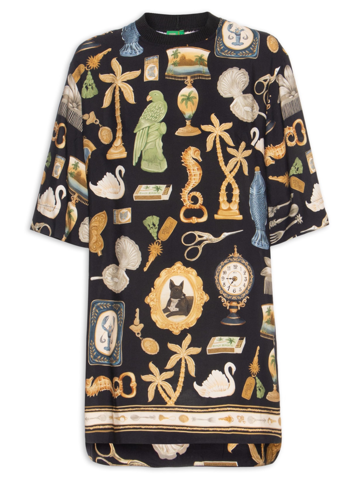 Vestido Camiseta Bibelô Preto Farm