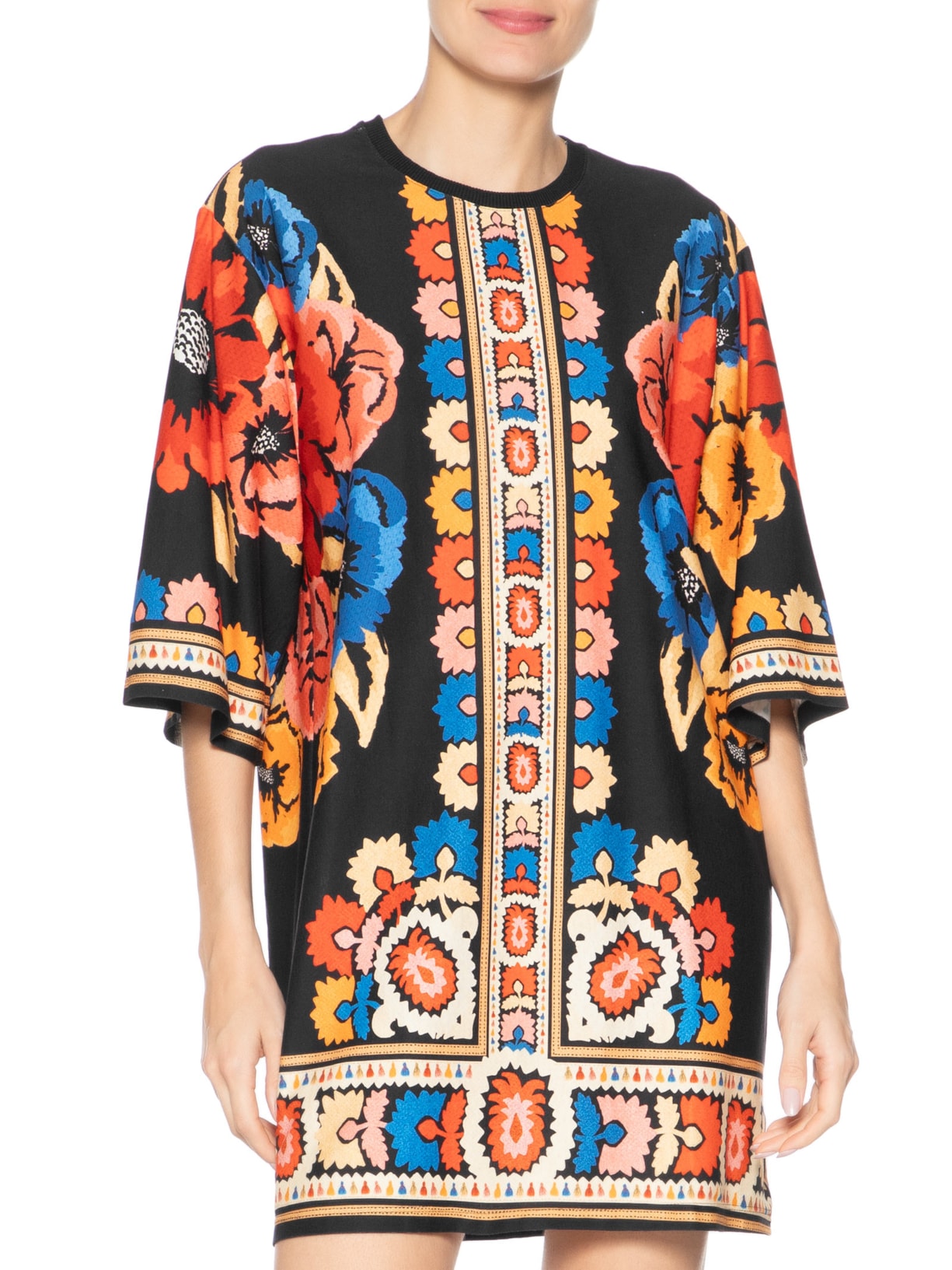 Vestido Camiseta Big Antuerpia Lenço Preto Farm