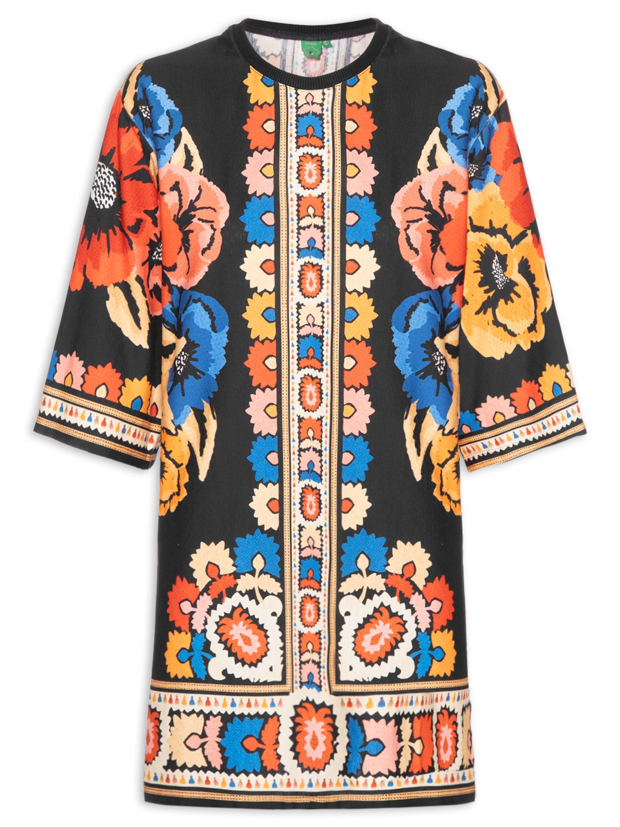 Vestido Camiseta Big Antuerpia Lenço - Preto