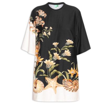 Vestido Camiseta Big Concha Surreal - Preto