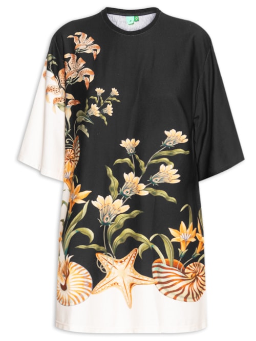 Vestido Camiseta Big Concha Surreal - Preto