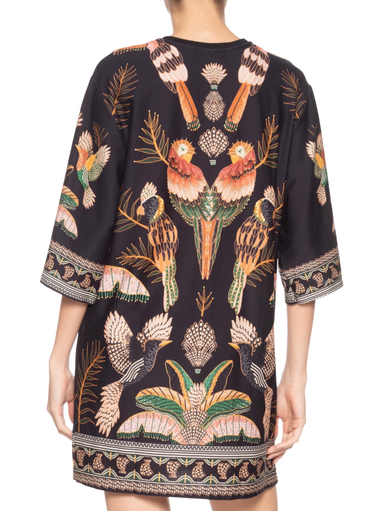 Vestido Camiseta Big Recanto Dos Pássaros Preto Farm