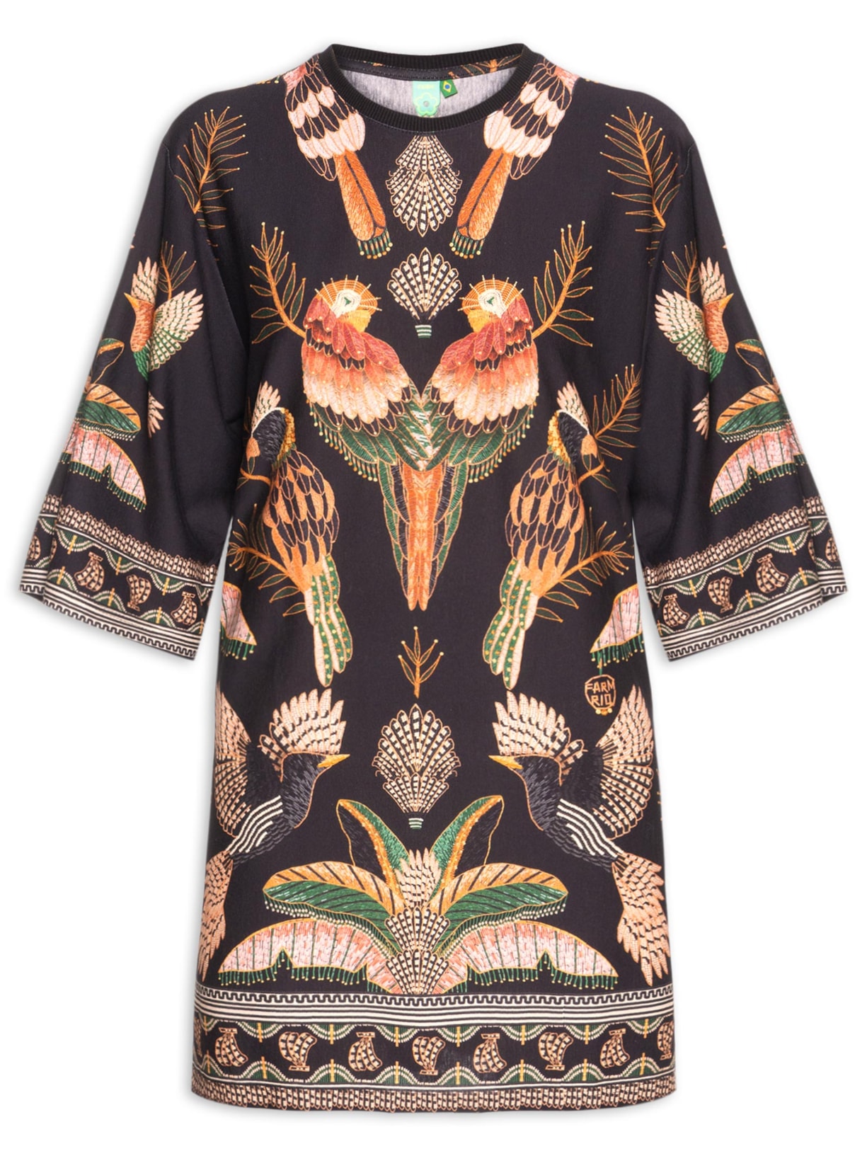 Vestido Camiseta Big Recanto Dos Pássaros - Preto