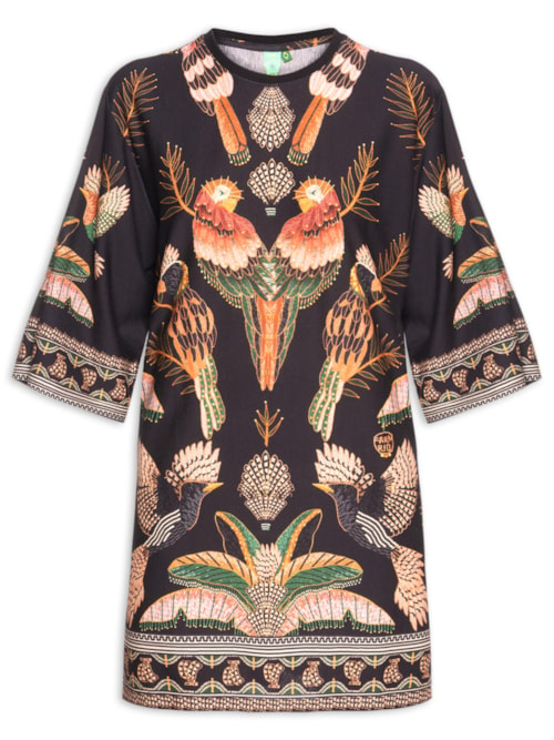 Vestido Camiseta Big Recanto Dos Pássaros - Preto