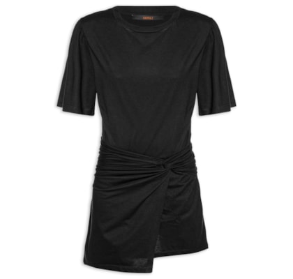 Vestido Camiseta Curto Frente Torcida - Preto