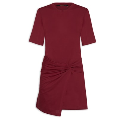 Vestido Camiseta Curto Frente Torcida - Vermelho