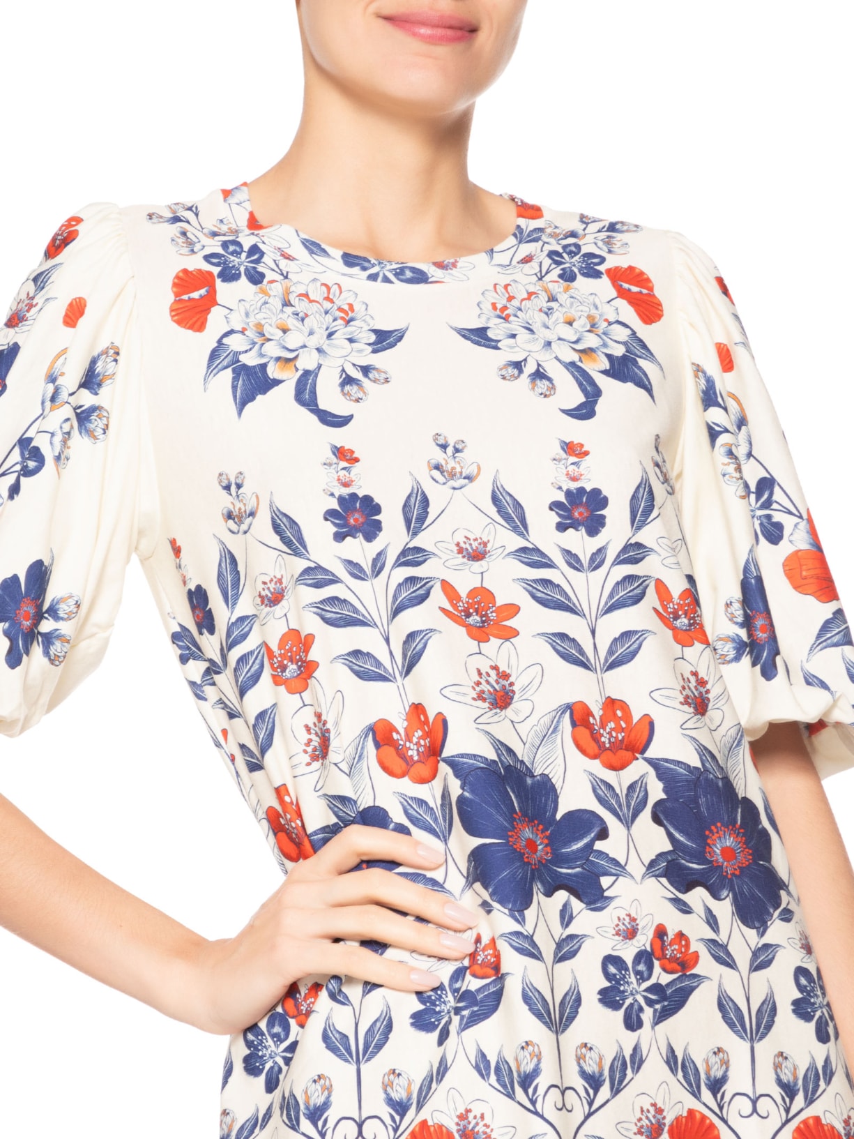 Vestido Camiseta Fofa Floral Lina Branco Farm