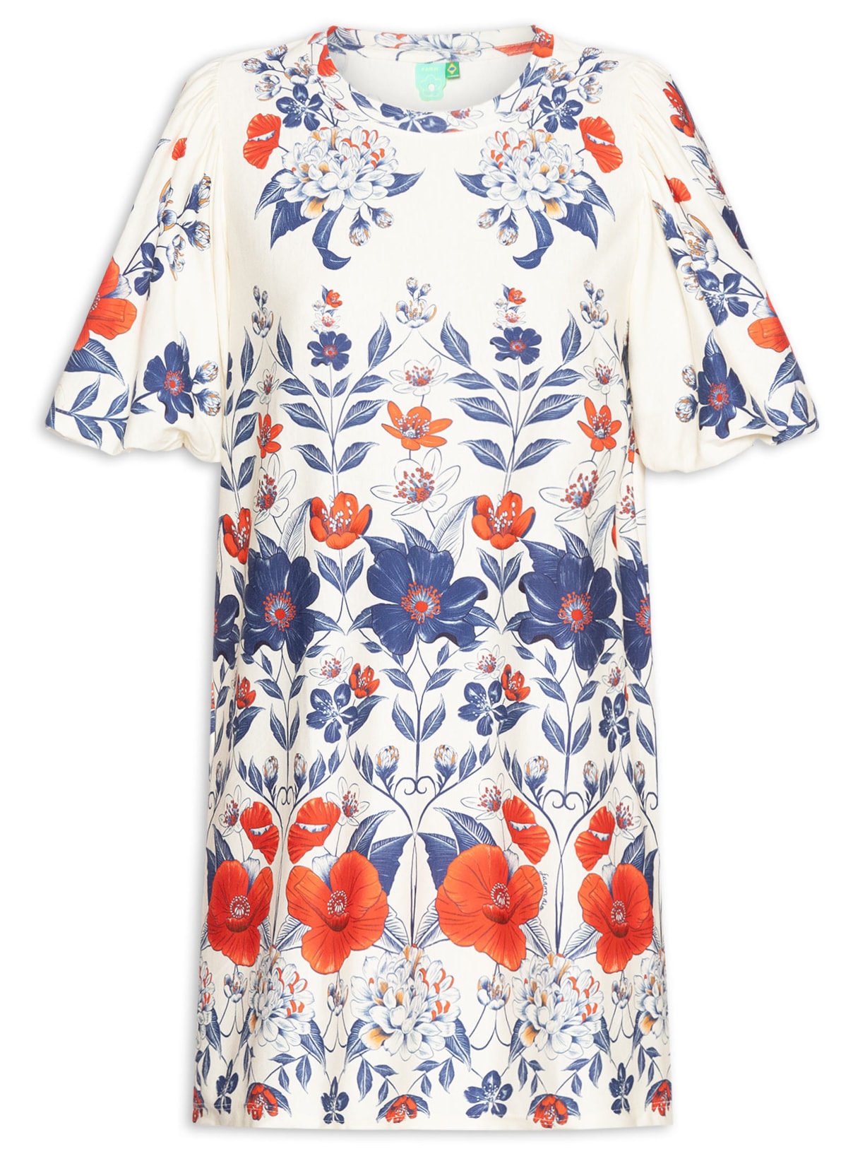 Vestido Camiseta Fofa Floral Lina Branco Farm