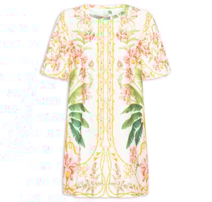 Vestido Camiseta Fofa Floral Nusa - Off White