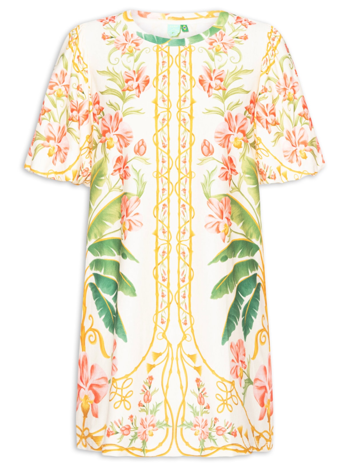 Vestido Camiseta Fofa Floral Nusa - Off White