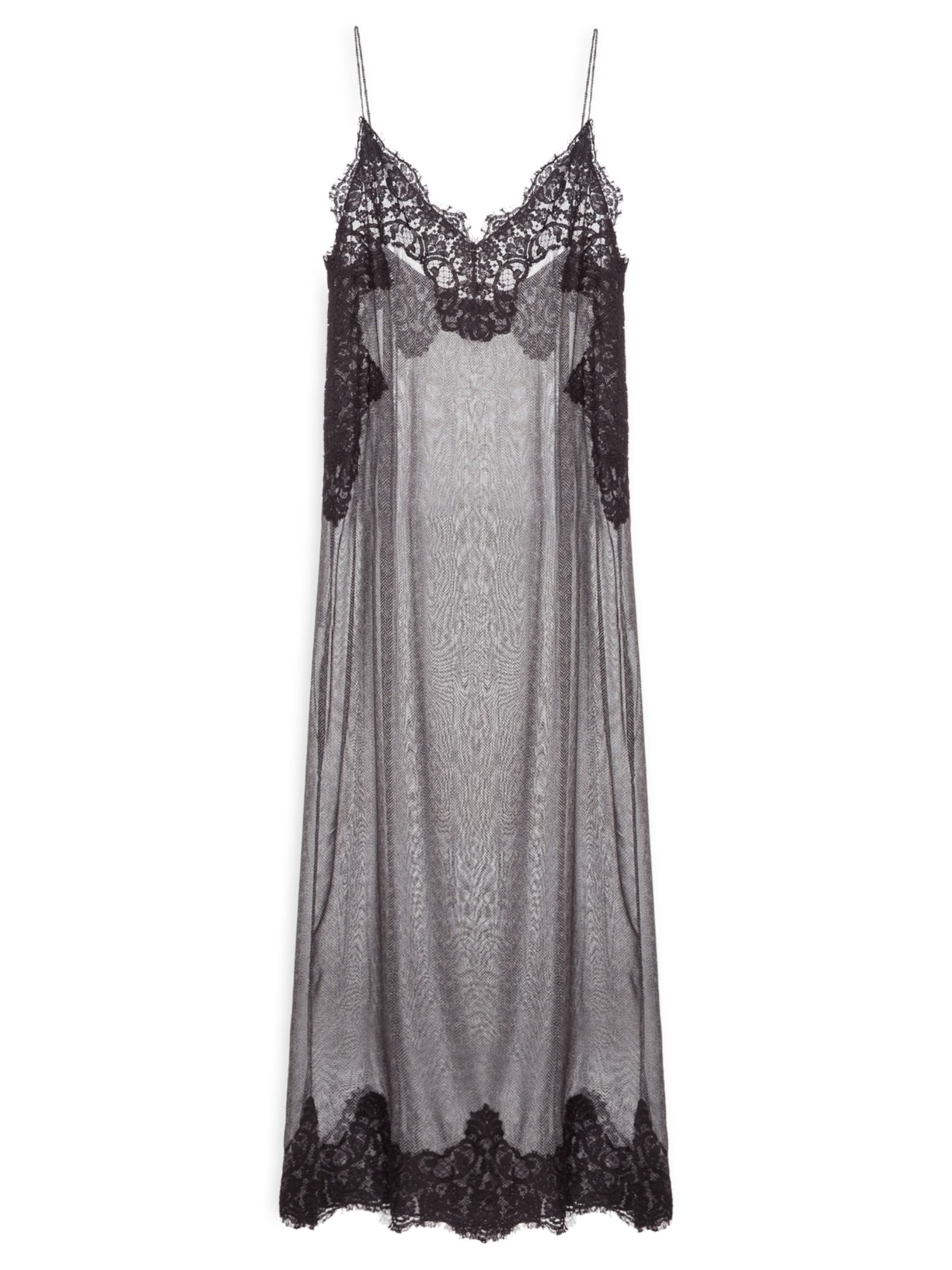 Vestido Camisola Renda Espinha De Peixe - Cinza