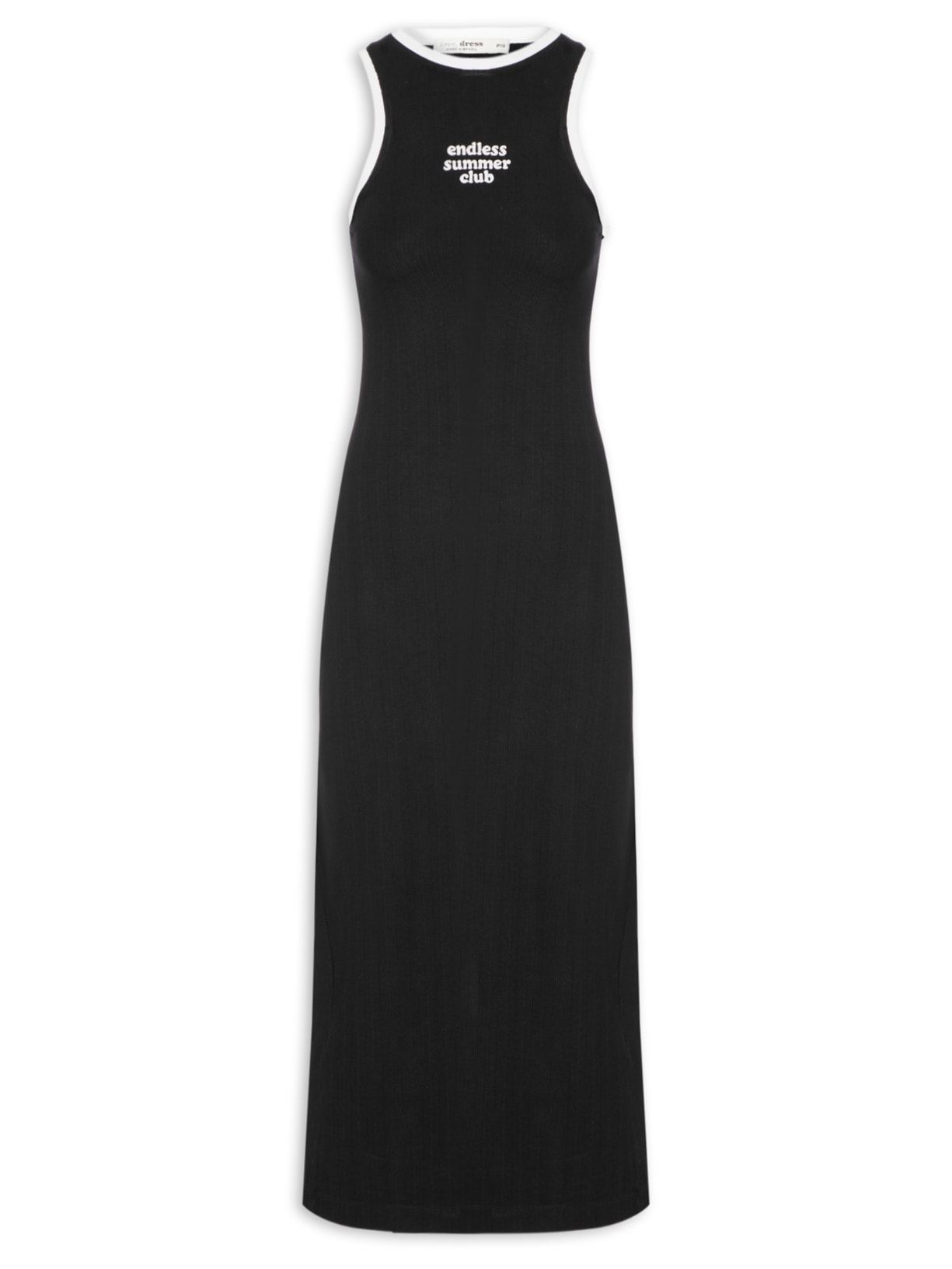 Vestido Canelado Bordado Summer Club - Preto