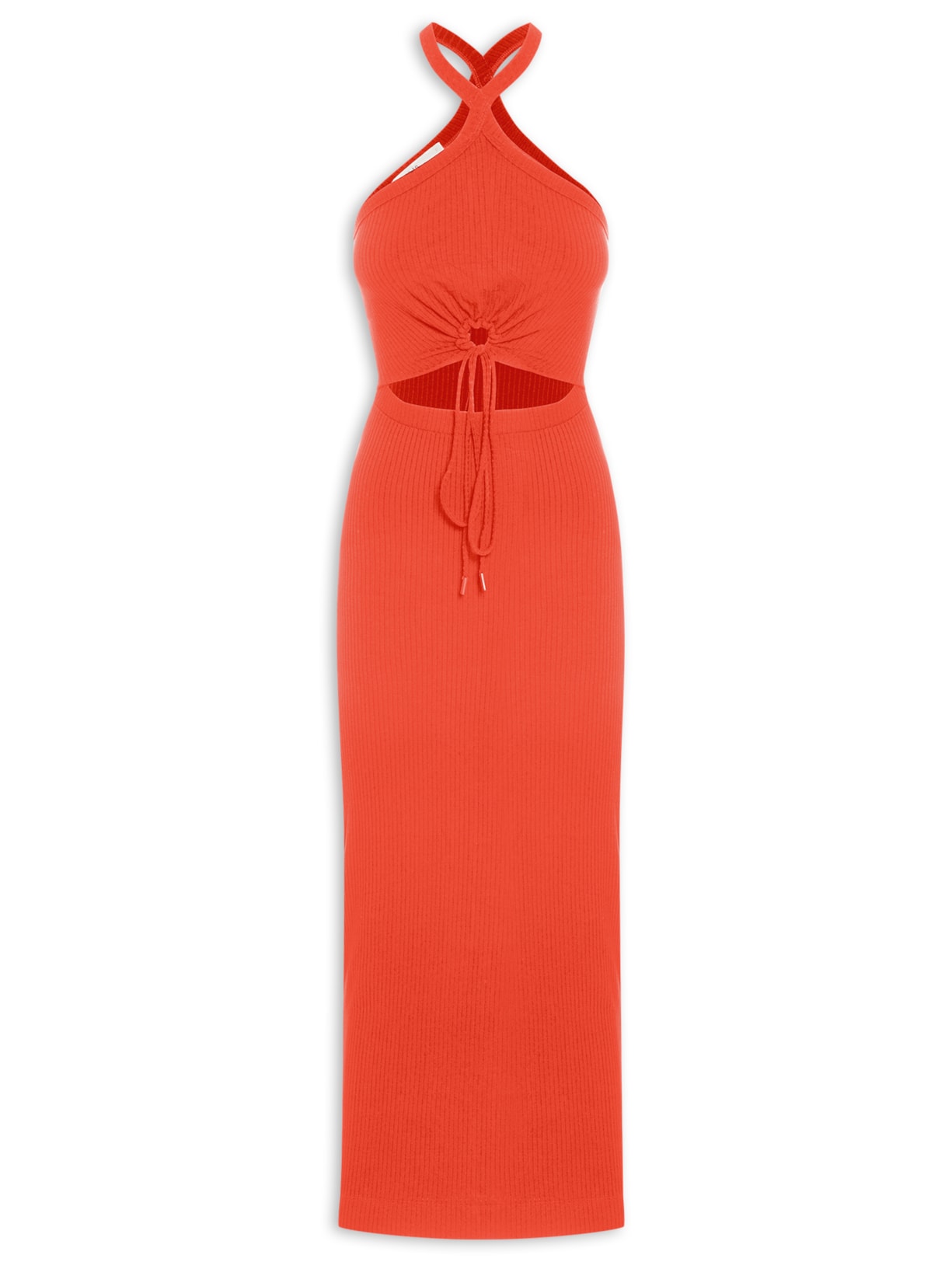 Vestido Canelado Malha - Vermelho