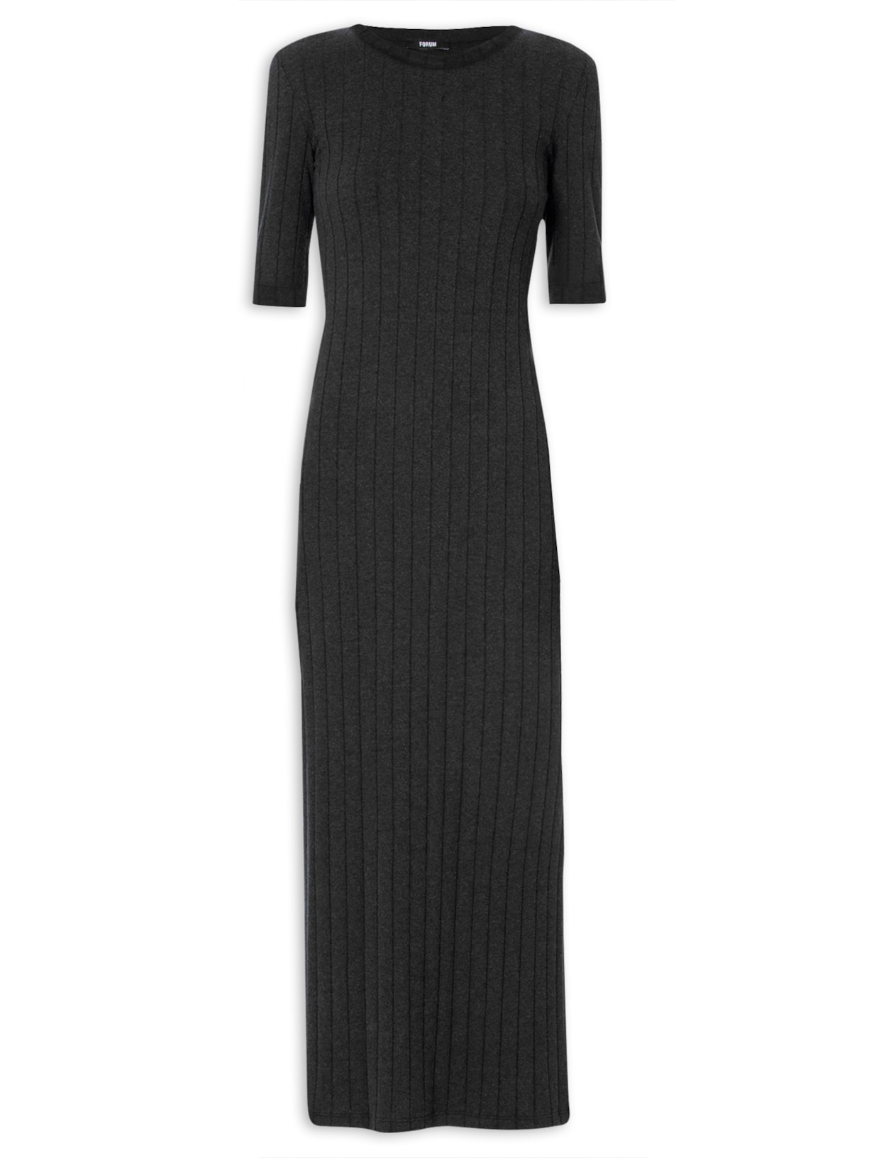 Vestido Canelado - Preto